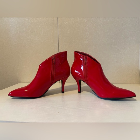 Allegra K Women's Point Toe Stiletto Patent Leather Ankle Boots size 6 - Picture 4 of 8